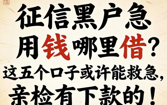 征信黑户急用钱哪里借?这五个口子或许能救急,亲测有下款的!