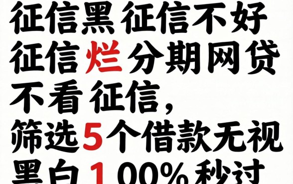 征信黑征信不好征信烂分期网贷不看征信,筛选5个借款无视黑白100%秒过