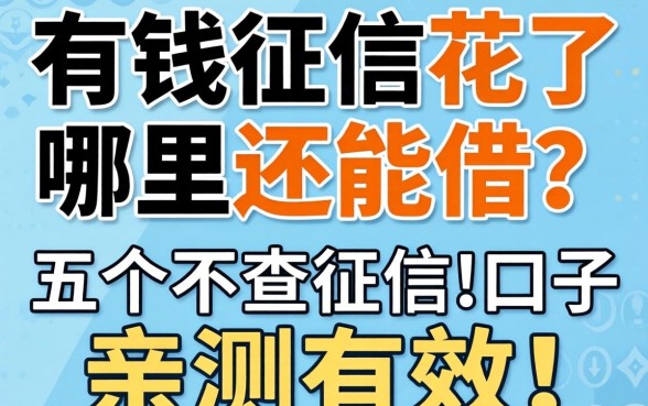 急需用钱征信花了哪里还能借?分享五个不查征信的口子,亲测有效!
