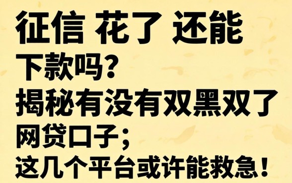 征信花了还能下款吗？揭秘有没有双黑的网贷口子，这几个平台或许能救急！