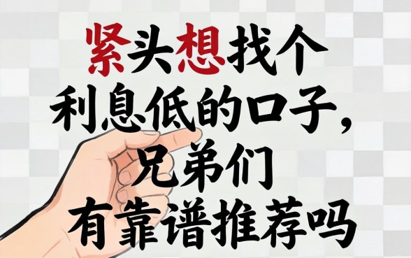 手头紧想找个利息低的口子,兄弟们有靠谱推荐吗?