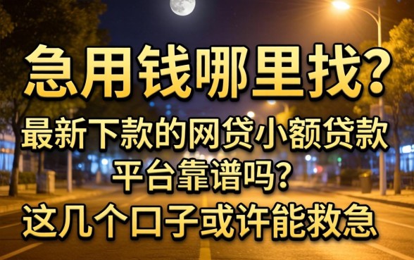 深夜急用钱哪里找？最新下款的网贷小额贷款平台靠谱吗？这几个口子或许能救急