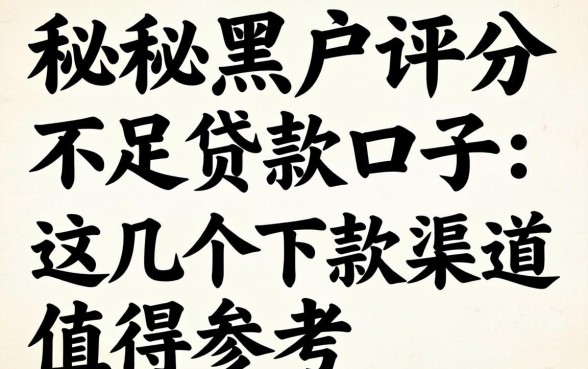揭秘黑户评分不足贷款口子：这几个下款渠道值得参考