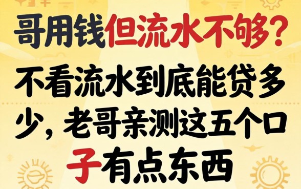 急用钱但流水不够？不看流水到底能贷多少，老哥亲测这五个口子有点东西