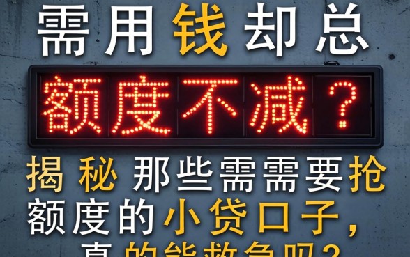 急需用钱却总显示额度不足？揭秘那些需要抢额度的小贷口子，真的能救急吗？