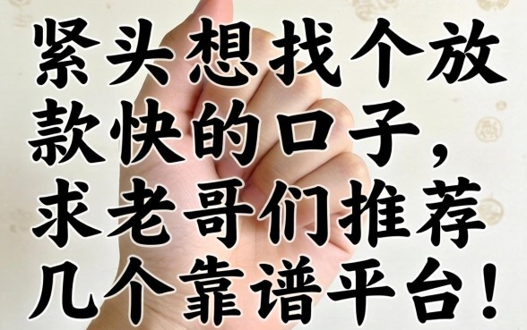 手头紧想找个放款快的口子,求老哥们推荐几个靠谱平台!