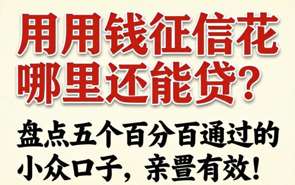 急用钱征信花哪里还能贷？盘点五个百分百通过的小众口子，亲测有效！