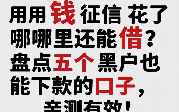 急用钱征信花了哪里还能借?盘点五个黑户也能下款的口子,亲测有效!