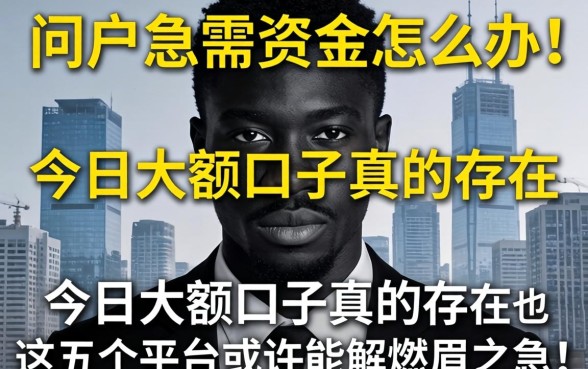 黑户急需资金怎么办?今日大额口子真的存在吗?这五个平台或许能解燃眉之急!