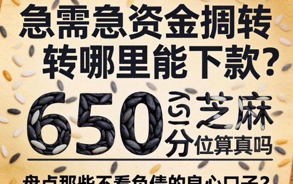 芝麻分650分算高吗？急需资金周转哪里能下款？盘点那些不看负债的良心口子