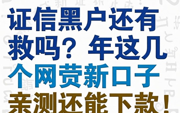 征信黑户还有救吗？2026年这几个网贷新口子亲测还能下款！