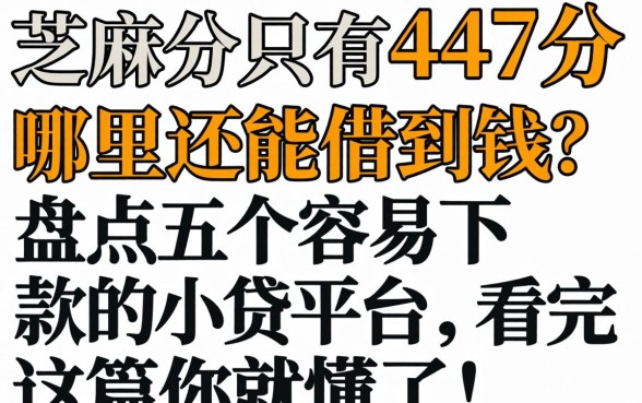 芝麻分只有447分哪里还能借到钱？盘点五个容易下款的小贷平台，看完这篇你就懂了！