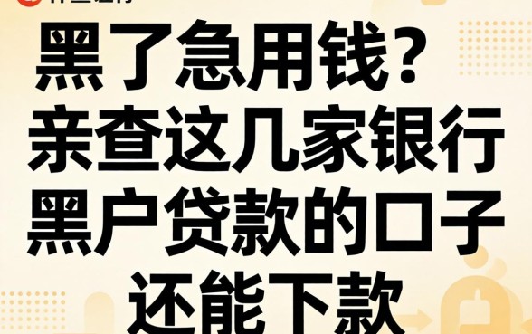 征信黑了急用钱？亲测这几家银行黑户贷款的口子还能下款