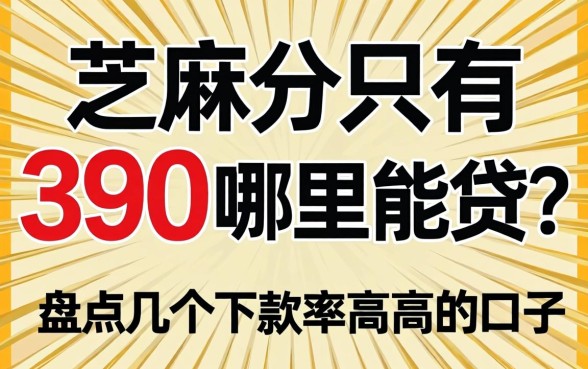 芝麻分只有390哪里能贷？盘点几个下款率高的口子