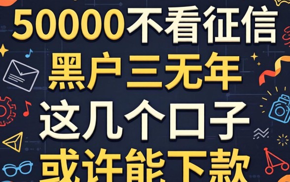 揭秘50000不看征信黑户三无2026年,这几个口子或许能下款