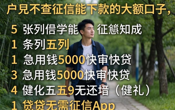 黑户不查征信能下款的大额口子，条列五个急用钱5000快审快贷无需征信app