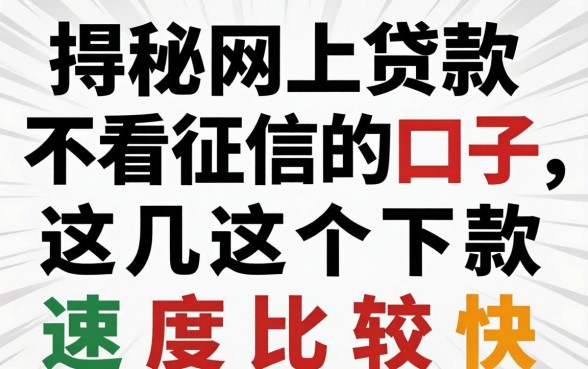 揭秘网上贷款不看征信的口子，这几个下款速度比较快