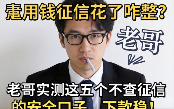 急用钱征信花了咋整？老哥实测这五个不查征信的安全口子，下款稳！
