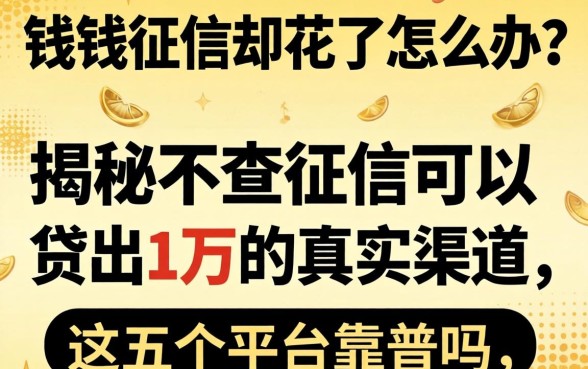 急需用钱征信却花了怎么办？揭秘不查征信可以贷出1万的真实渠道，这五个平台靠谱吗？