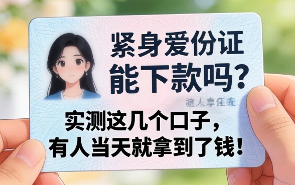 手头紧只有身份证能下款吗？实测这几个口子，有人当天就拿到了钱！