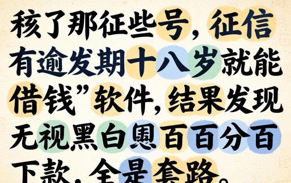 我试了那些号称征信有逾期十八岁就能借钱的软件，结果发现无视黑白百分百下款全是套路