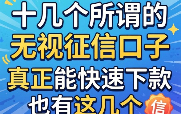 我试了十几个所谓的无视征信口子，真正能快速下款的只有这几个