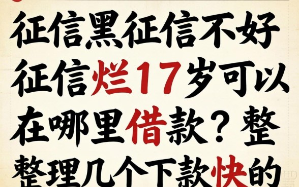征信黑征信不好征信烂17岁可以在哪里借款？整理几个下款快的