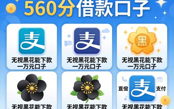 支付宝560分借款口子，陈列五个无视黑花能下款一万元口子