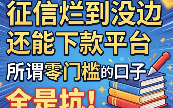 我试了征信烂到没边还能下款的平台,发现那些所谓零门槛的口子全是坑