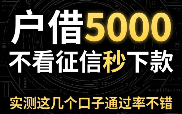 黑户借5000不看征信秒下款,实测这几个口子通过率不错