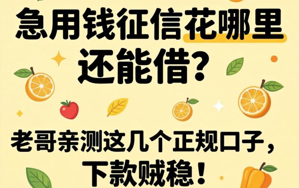 急用钱征信花哪里还能借?老哥亲测这几个正规口子,下款贼稳!