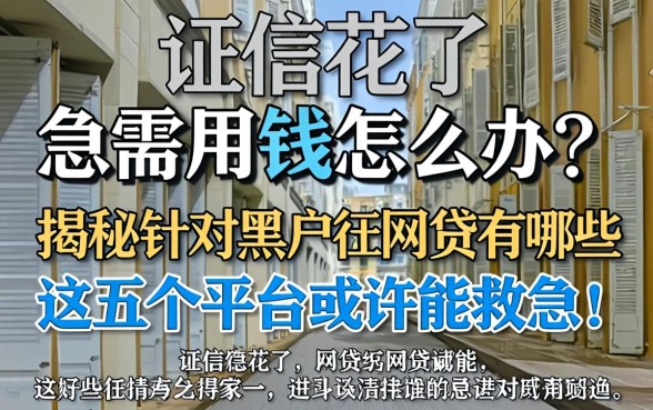 征信花了急需用钱怎么办？揭秘针对黑户的网贷有哪些，这五个平台或许能救急！