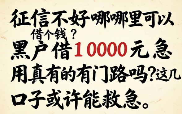征信不好哪里可以借钱？黑户借1000元急用真的有门路吗？这几个口子或许能救急