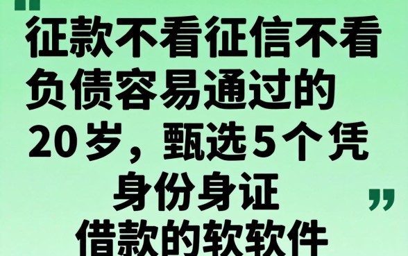 贷款不看征信不看负债容易通过的20岁,甄选5个凭身份证借款的软件