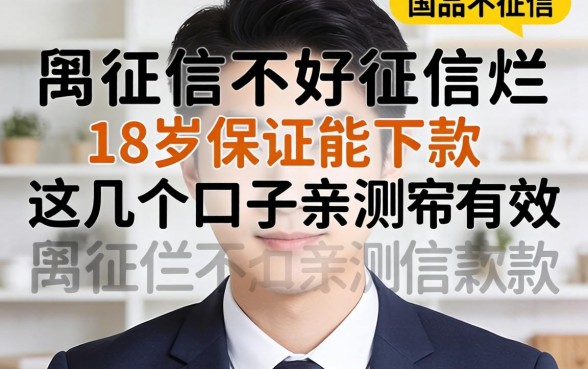 征信黑征信不好征信烂18岁保证能下款的这几个口子亲测有效