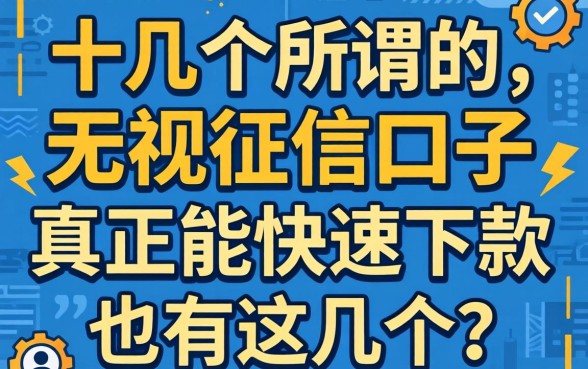我试了十几个所谓的无视征信口子，真正能快速下款的只有这几个