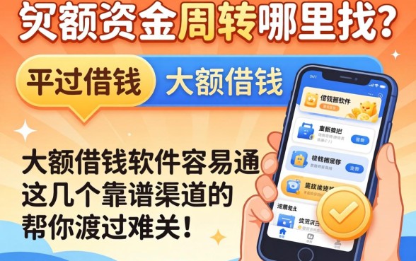 急需资金周转哪里找？大额借钱软件容易通过的平台有哪些？这几个靠谱渠道帮你渡过难关！