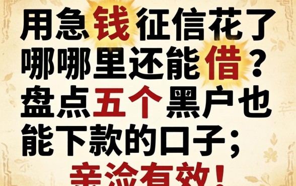 急用钱征信花了哪里还能借?盘点五个黑户也能下款的口子,亲测有效!