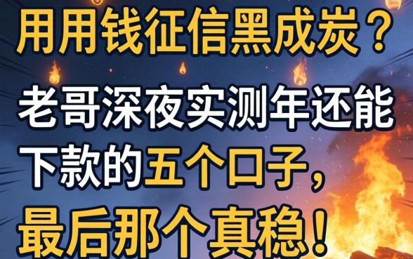 急用钱征信黑成炭？老哥深夜实测2026年还能下款的五个口子，最后那个真稳！