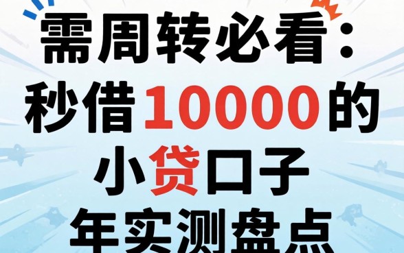 急需周转必看：秒借1000的小贷口子2026年实测盘点