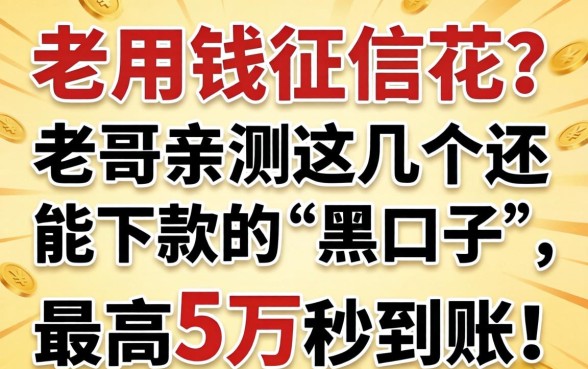 急用钱征信花？老哥亲测这几个还能下款的“黑口子”，最高5万秒到账！