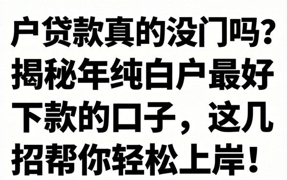 纯白户贷款真的没门吗？揭秘2026年纯白户最好下款的口子，这几招帮你轻松上岸！