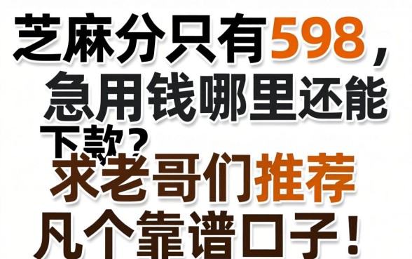 芝麻分只有598，急用钱哪里还能下款？求老哥们推荐几个靠谱口子！