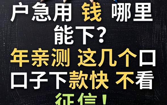 黑户急用钱哪里能下?2026年亲测这几个口子下款快不看征信!