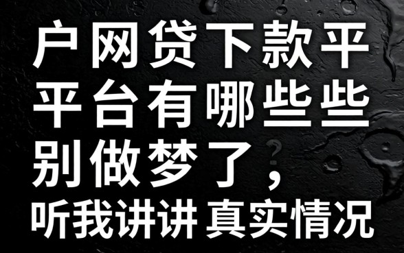 黑户网贷下款平台有哪些?别做梦了,听我讲讲真实情况