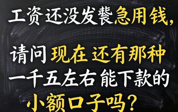 工资还没发急用钱，请问现在还有那种一千五左右能下款的小额口子吗？