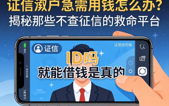 征信黑户急需用钱怎么办？手机ID就能借钱是真的吗？揭秘那些不查征信的救命平台