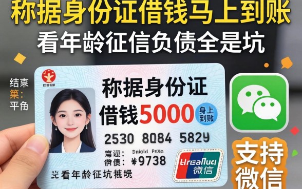 我试了那些号称根据身份证借钱5000马上到账支持微信的平台，结果不看年龄征信负债全是坑