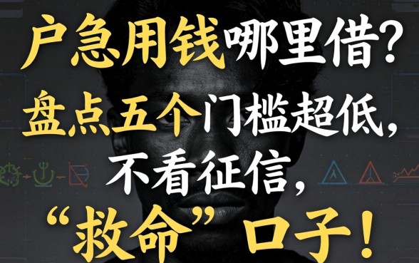 黑户急用钱哪里借？盘点五个门槛超低、不看征信的“救命”口子