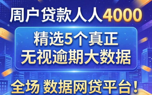 黑户贷款人人4000，精选5个真正无视逾期大数据的网贷平台